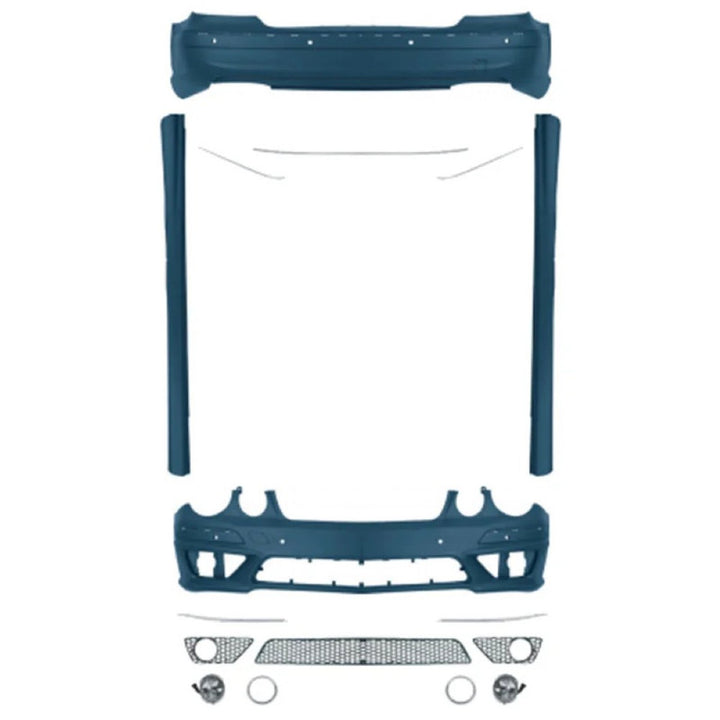 Car Craft Compatible With Mercedes Benz E Class W211 2007-2009 Front Rear Bumper Upgrade Convert To Amg C63 Bumper Bodykit Side Skirts With Fog Lamp W211-004 Gc