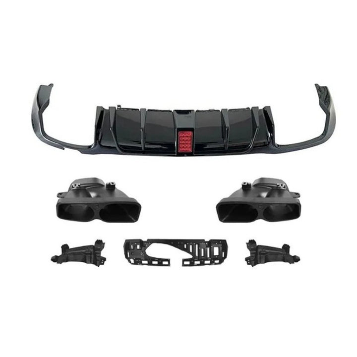 Car Craft Compatible With Mercedes Benz E Class W213 2016-2020 Upgrade Facelift Convert To Amg E63 Amg63 Bodykit Rear Bumper After Lip Diffuser Skirt Brabus Bbs With Exhaust Pipe Tip Gc W213-023