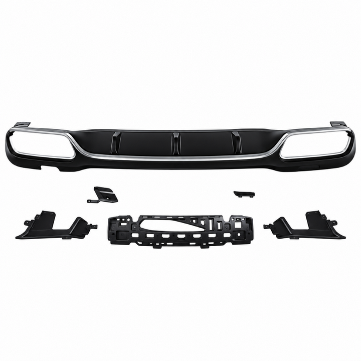 Car Craft Compatible With Mercedes Benz E Class W213 2016-2020 Upgrade Facelift Convert To Amg E63 Amg63 Bodykit Rear Bumper After Lip Diffuser Skirt Silver Gc W213-017