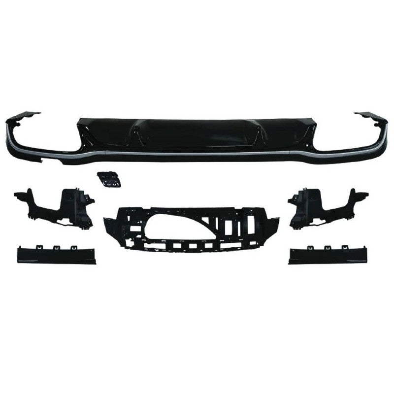 Car Craft Compatible With Mercedes Benz E Class W213 Lci 2021-2023 Upgrade Facelift Convert To Amg Amge63 E63 Bodykit Rear Bumper After Lip Skirt Diffuser Trim Gc W213-037