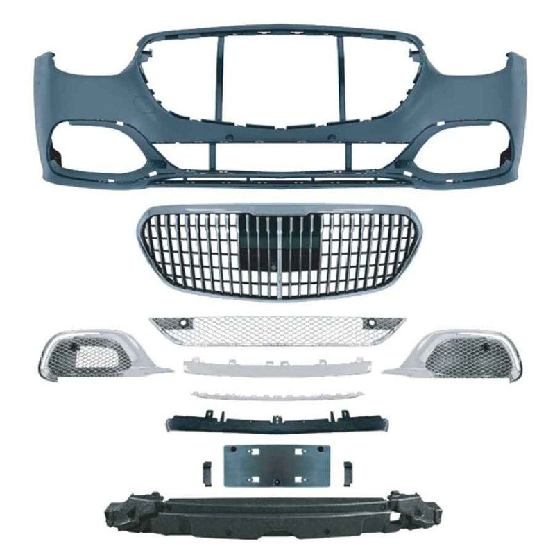 Car Craft Compatible With Mercedes Benz E Class W213 Lci 2021-2023 Upgrade Facelift Convert To Maybach Bodykit Front Bumper Gril Trim Skirt Gc W213 C238-048