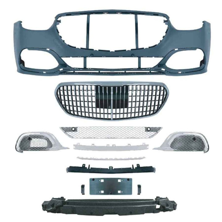 Car Craft Compatible With Mercedes Benz E Class W213 Lci 2021-2023 Upgrade Facelift Convert To Maybach Bodykit Front Bumper Gril Trim Skirt Gc W213 C238-048