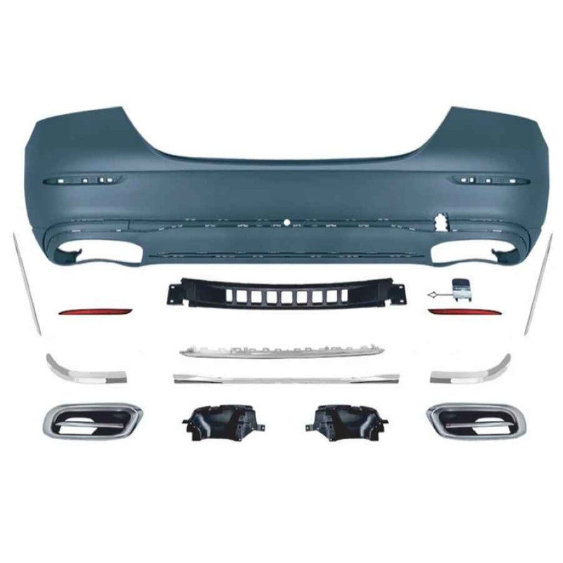 Car Craft Compatible With Mercedes Benz E Class W213 Lci 2021-2023 Upgrade Facelift Convert To Maybach Bodykit Rear Bumper Exhaust Pipe Tip Diffsuer Trim Gc W213-049