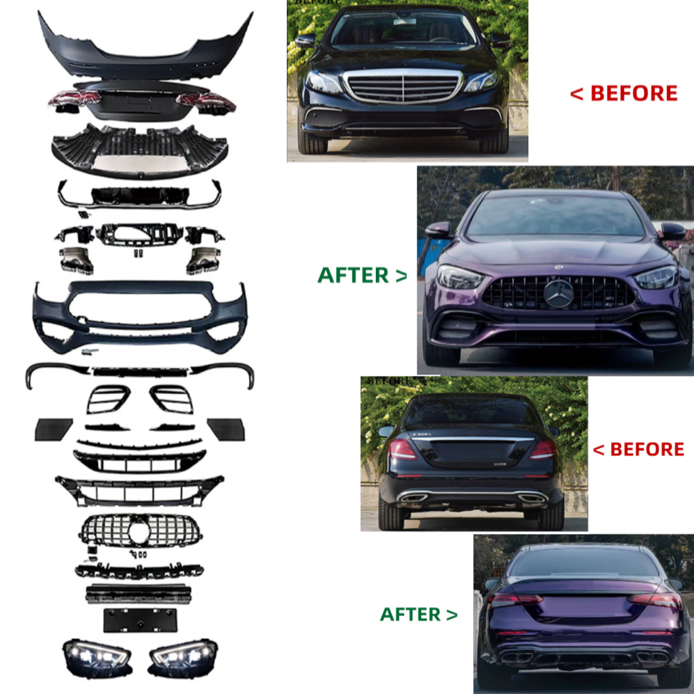Car Craft Compatible With Mercedes Benz E Class W213 2016-2020 To W213 Lci 2021+ Amg 63 Upgrade Facelift Conversion Bodykit Bumper Hood Headlight Taillight CC-6359