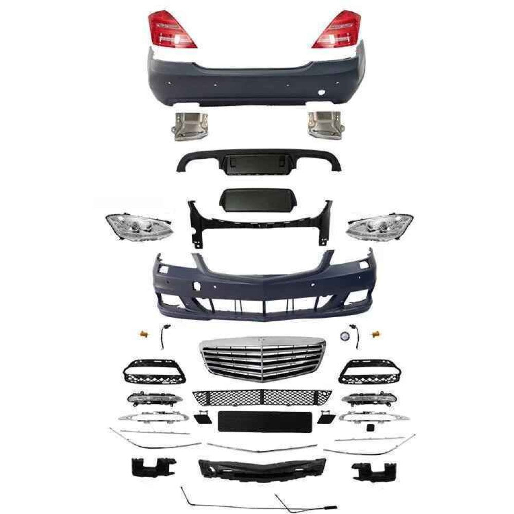 Car Craft Compatible With Mercedes Benz S Class W221 2006-2009 Upgrade Facelift Bodykit To W221 Lci Amg Bumper Headlight Taillight Skirts Exhaust Tips CC-4852 - CAR CRAFT INDIA
