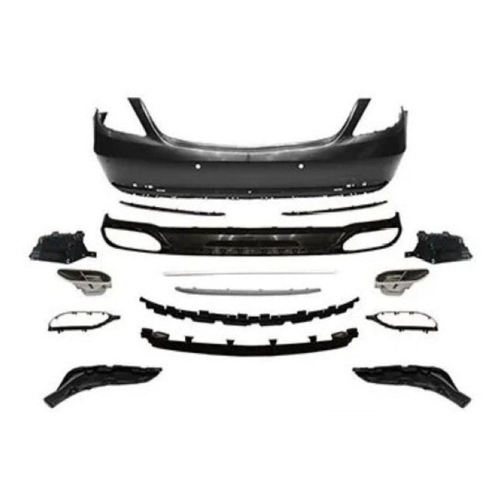 Car Craft Compatible With Mercedes Benz S Class W222 Lci 2018-2020 Upgrade Convert To S Class Maybach Mhb Rear Bumper Bodykit Splitter Trim Exhaust Pipe Tip Gc W222-006