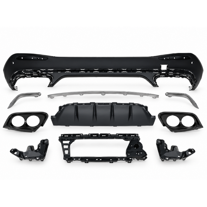 Car Craft Compatible With Mercedes Benz Glc W254 2023-2026 Upgrade Facelift Convert To Glc43 Amg Bodykit Rear Bumper Skirt Diffuser Rear After Lip Silver Gc W254-009
