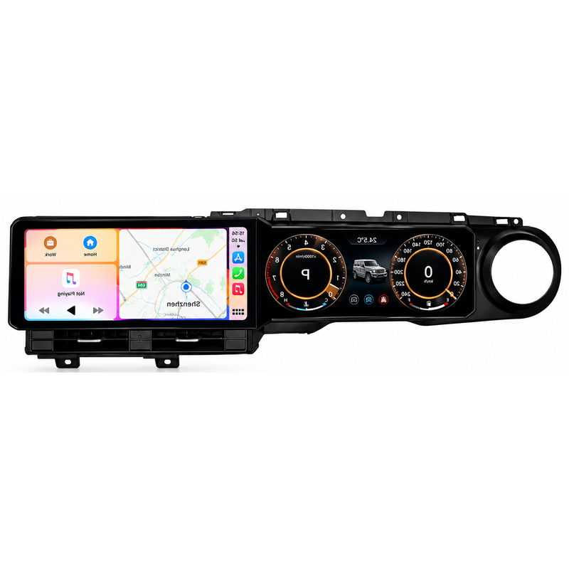 Car Craft Compatible With Jeep Wrangler Rubecorn 2018-2022 Digital Android Multimedia Infotainment Player Cluster Speedomeeter With Carplay 4gb+64gb Dual Screen Black