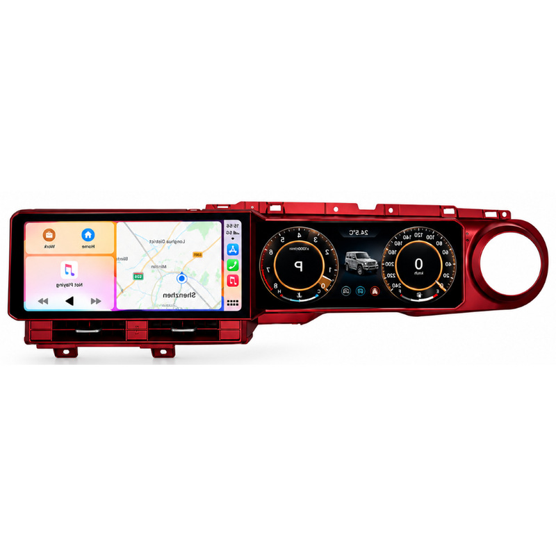 Car Craft Compatible With Jeep Wrangler Rubecorn 2018-2022 Digital Android Multimedia Infotainment Player Cluster Speedomeeter With Carplay 4gb+64gb Dual Screen Red