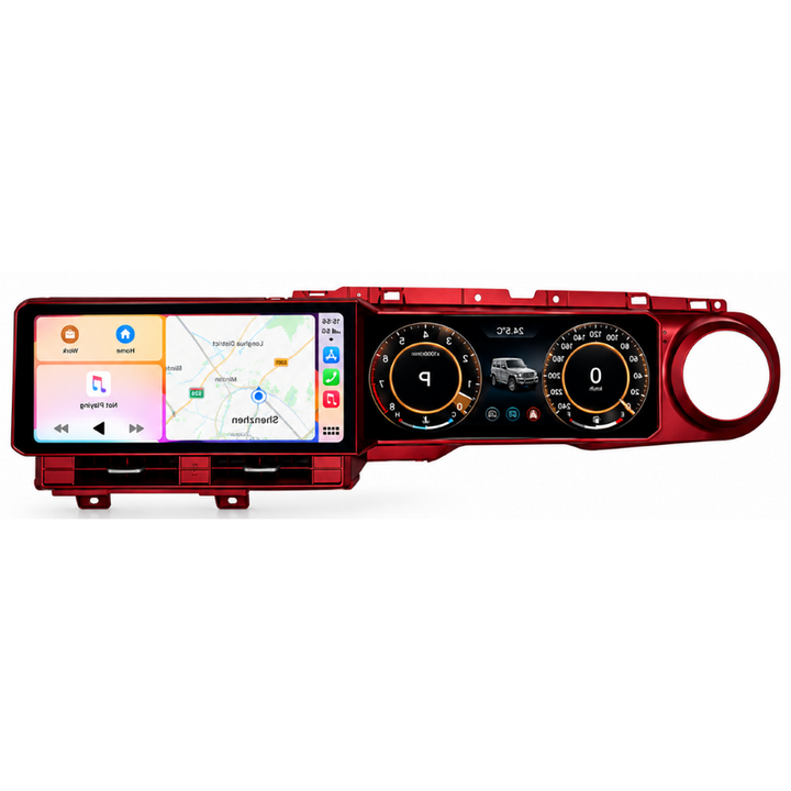 Car Craft Compatible With Jeep Wrangler Rubecorn 2018-2022 Digital Android Multimedia Infotainment Player Cluster Speedomeeter With Carplay 4gb+64gb Dual Screen Red