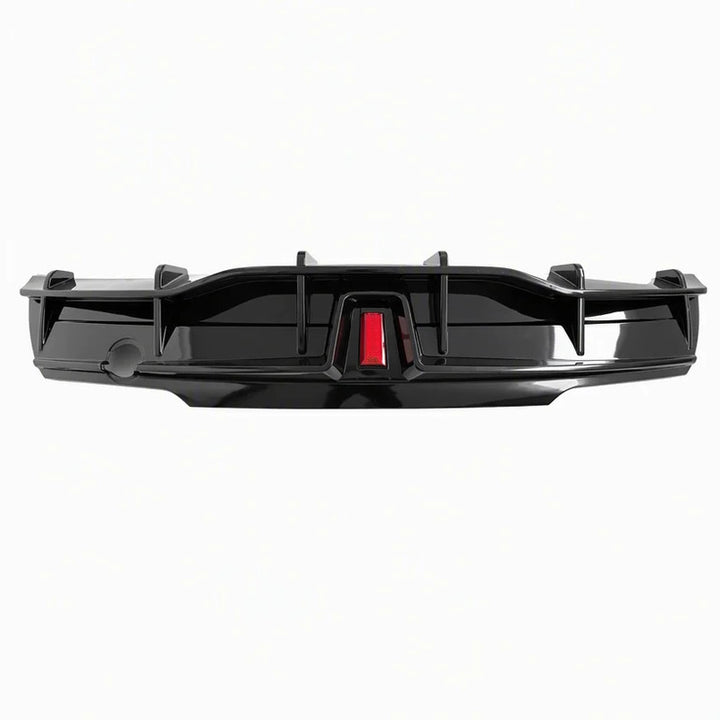 Car Craft Compatible With Tesla Modle Y 2017-2026 Rear After Bumper Lip Diffuser Skirt Trim F1 Led Light Style Glossy Black