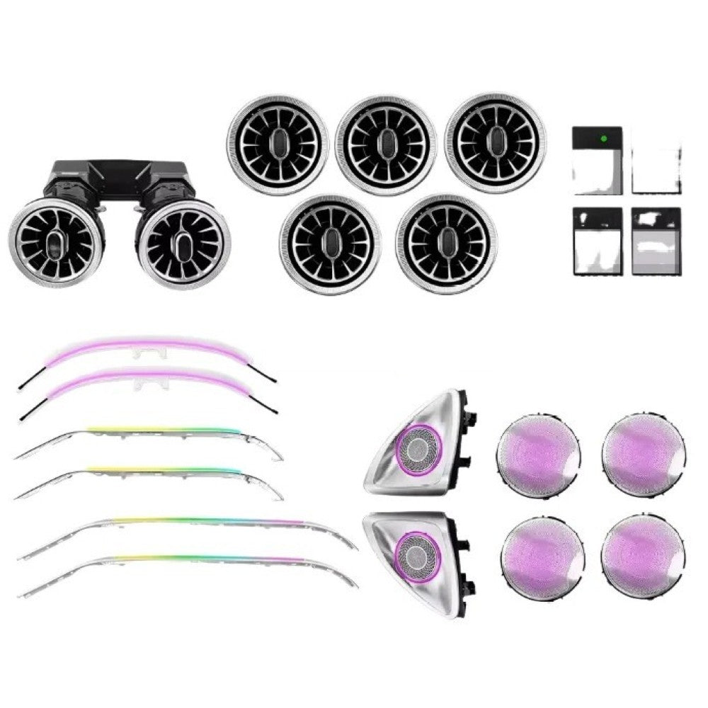 Car Craft Compatible With Mercedes C Class W205 2015-2022 Ambient Ambiance Led Light Vents Speaker Decorative Interior Kit 64 Colors Atmosphere Lamp Kits Rhd Car 6 in 1 CC-7957 - CAR CRAFT INDIA