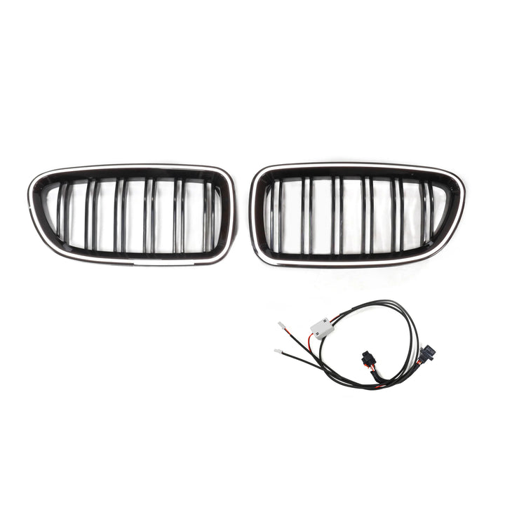 Car Craft Compatible With Bmw 5 Series F10 F18 2010-2017 Front Bumper Luminous Illuminated Led Glow Grill Dual Slate Black CC-5374-16