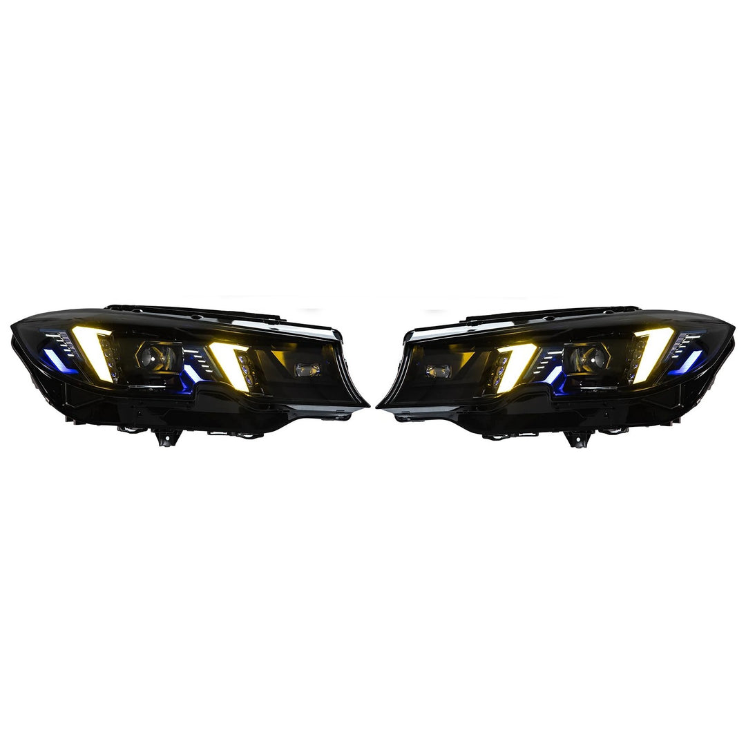 Car Craft Compatible With Bmw 3 Series G20 2019-2022 Car Front Upgraded Head Light Lamp Xenon Headlight Retrofit Upgrade Modified Led Drl Hid Snake Style With Yelllow Drl