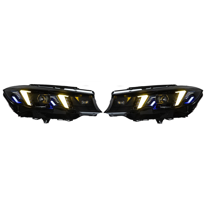 Car Craft Compatible With Bmw 3 Series G20 2019-2022 Car Front Upgraded Head Light Lamp Xenon Headlight Retrofit Upgrade Modified Led Drl Hid Snake Style With Yelllow Drl