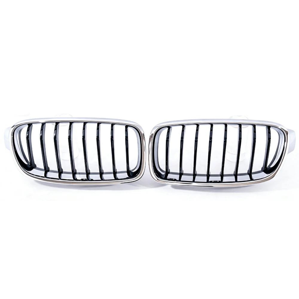 Car Craft Compatible With Bmw 3 Series F30 2012-2018 Front Bumper Grill Single Line Glossy Black Chrome