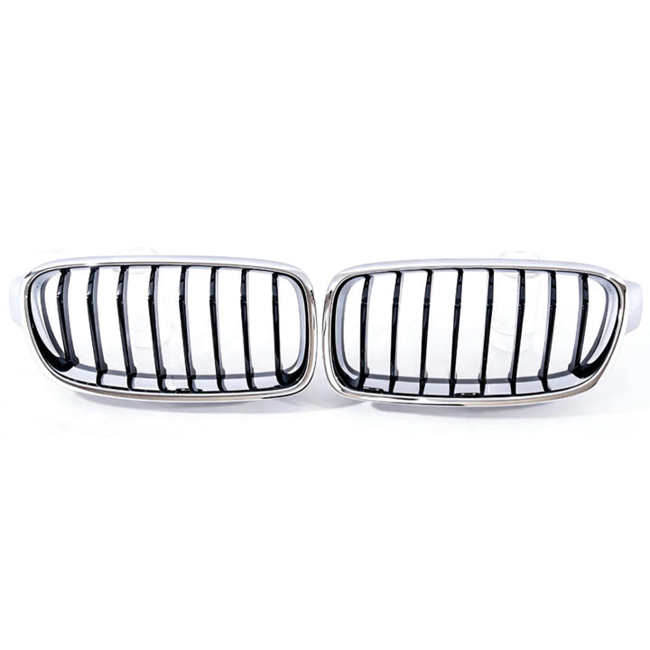 Car Craft Compatible With Bmw 3 Series F30 2012-2018 Front Bumper Grill Single Line Glossy Black Chrome