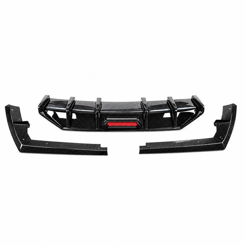 Car Craft Compatible With Hyundai Elantra Mk7 2020-2022 Rear After Bumper Lip Diffuser Skirt Splitter Trim F1 Led Light Usa Carbon Fiber Look
