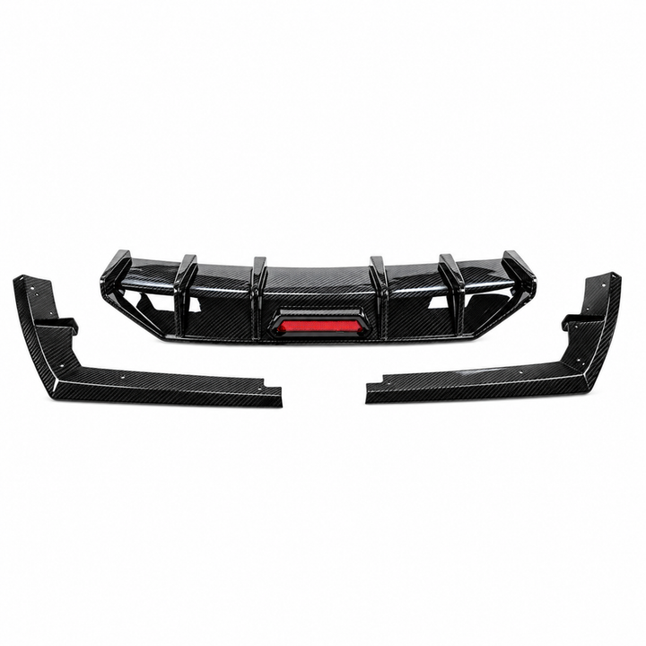 Car Craft Compatible With Hyundai Elantra Mk7 2020-2022 Rear After Bumper Lip Diffuser Skirt Splitter Trim F1 Led Light Usa Carbon Fiber Look
