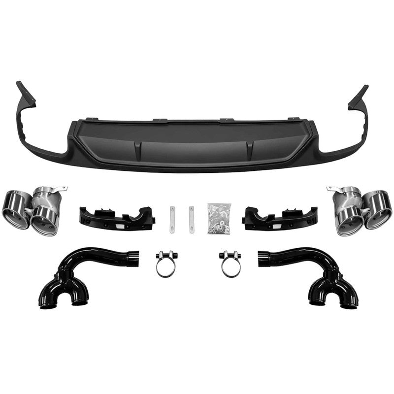 Car Craft Compatible With Audi Q8 2019-2023 Rsq8 Rear After Bumper Lip Splitter Skirst Diffuser Exhaust Tip Pipe Silver Q8-007 Gc - CAR CRAFT INDIA