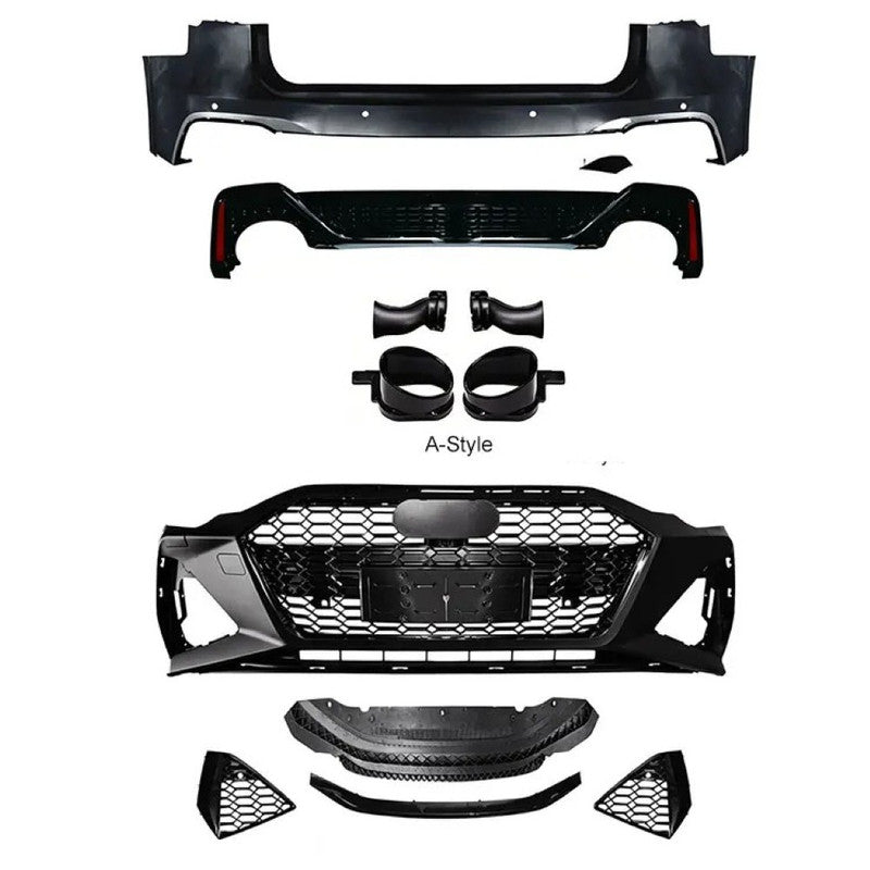 Car Craft Compatible With Audi A6 C8 2019-2024 Upgrade Facelift Convert To Rs6 Bodykit Front Rear Bumper Grill Fog Gril Trim Skirt Exhaust Pipe Tip After Rear Lip Diffuser Rsu