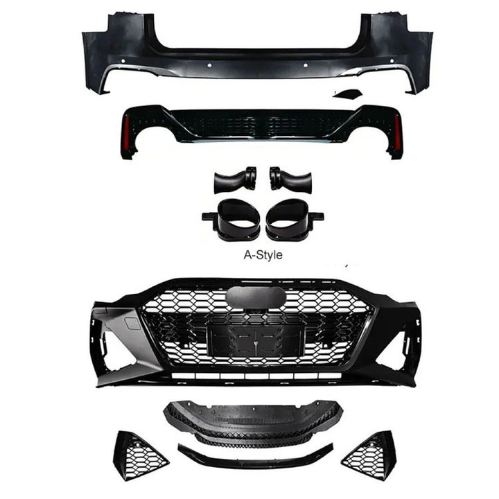 Car Craft Compatible With Audi A6 C8 2019-2024 Upgrade Facelift Convert To Rs6 Bodykit Front Rear Bumper Grill Fog Gril Trim Skirt Exhaust Pipe Tip After Rear Lip Diffuser Rsu