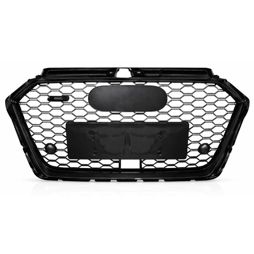 Car Craft Compatible With Audi A3 2017-2020 Upgraded Front Bumper Show Grill Rs3 S3 Rs Sport Style Black Frame Black Mesh All Logo Silver A3-011 Gc - CAR CRAFT INDIA