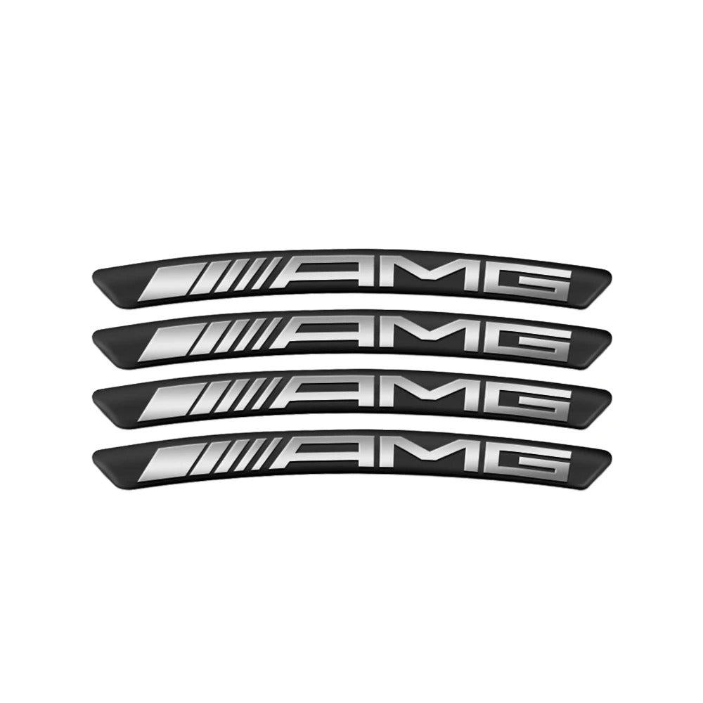 Car Craft Compatible With Mercedes A B C E S Class Ml Gl Gle Gls Cla Gla Glc Slk Grill Letter Logo Badge Emblem Sticker Alloy Wheel Rim Sticket Amg Black 4pcs/set