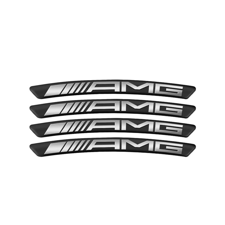 Car Craft Compatible With Mercedes A B C E S Class Ml Gl Gle Gls Cla Gla Glc Slk Grill Letter Logo Badge Emblem Sticker Alloy Wheel Rim Sticket Amg Black 4pcs/set