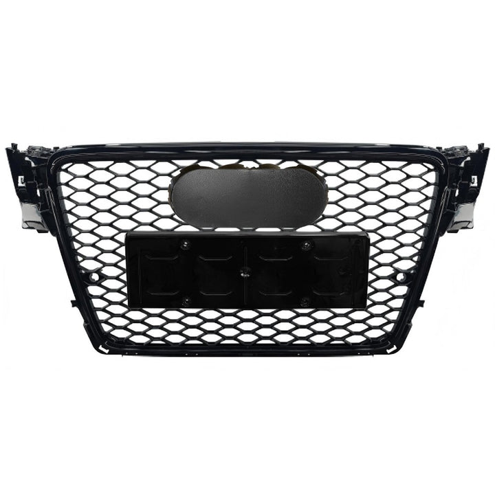 Car Craft Compatible With Audi A4 2009-2012 Upgraded Front Bumper Show Grill Rs4 Rs Sport Style Black Frame Black Mesh All Logo Silver License Plate Eu Version A4-002 Gc