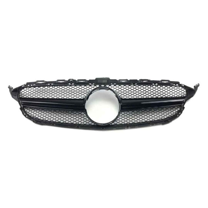 Car Craft Compatible With Mercedes Benz C Class W205 C205 Coupe 2015-2018 Upgrade Front Bumper Amg C63 Show Grill With Camera Hole Amg Glossy Black Gc W205/c205-002 W Hole