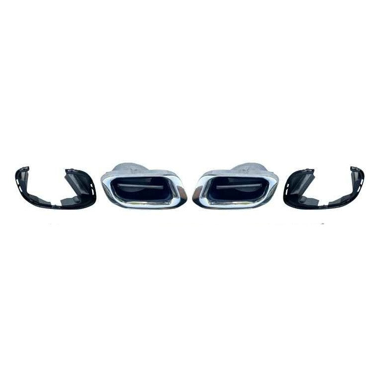 Car Craft Compatible With Mercedes Benz Gls W167 X167 2019-2024 Upgrade Facelift Convert To Gls Maybach Style Rear Bumper Exhasut Pipe Tip Cover Trim