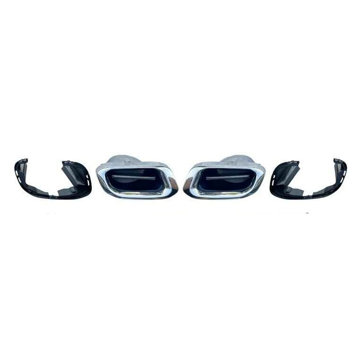 Car Craft Compatible With Mercedes Benz Gls W167 X167 2019-2024 Upgrade Facelift Convert To Gls Maybach Style Rear Bumper Exhasut Pipe Tip Cover Trim