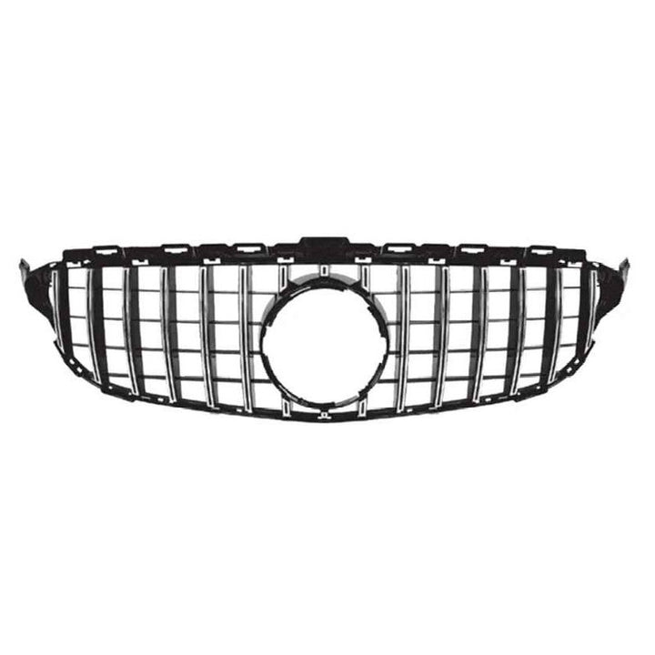 Car Craft Compatible With Mercedes Benz C Class W205 C205 Coupe 2019-2021 Upgrade Front Bumper Amg C63 Show Grill Without Camera Hole Gtr Silver Chrome Gc W205/c205-009