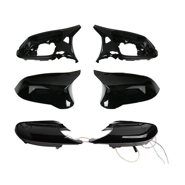 Car Craft Compatible With Bmw 1 2 3 4 Series F20 F22 F30 F34 Gt 12-18 F32 X1 E84 13-15 F87 M2 M3 M4 M5 M6 Side Rear View Case Door Wing Cap Shell Housing Mirror Covers Glossy Black With Asssembley Led