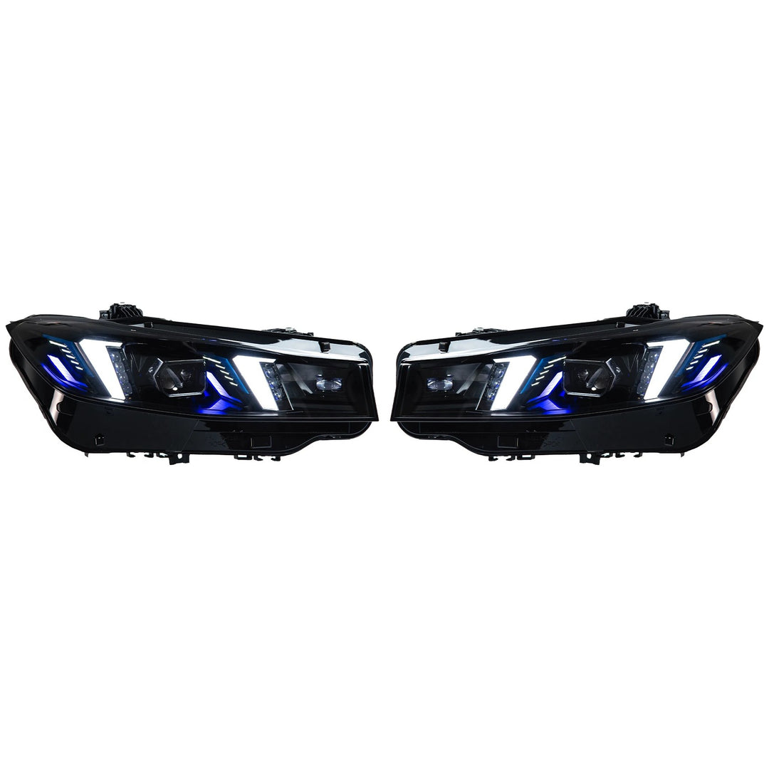 Car Craft Compatible With Bmw 3 Series G20 Lci 2023-2025 Car Front Upgraded Head Light Lamp Xenon Headlight Retrofit Upgrade Modified Led Drl Hid Snake Style With Yelllow Drl