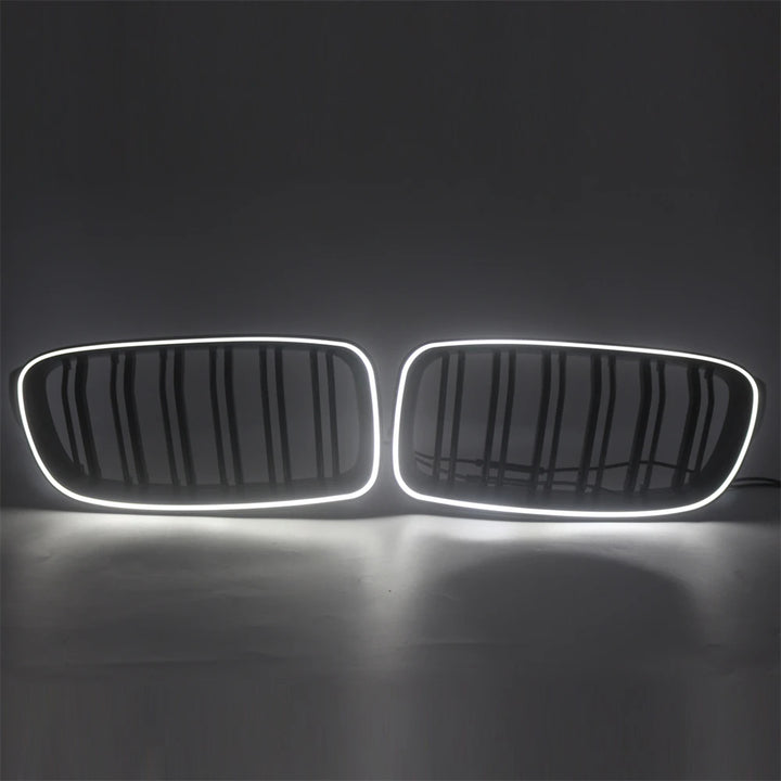 Car Craft Compatible With Bmw 5 Series F10 F18 2010-2017 Front Bumper Luminous Illuminated Led Glow Grill Dual Slate Black CC-5374-16