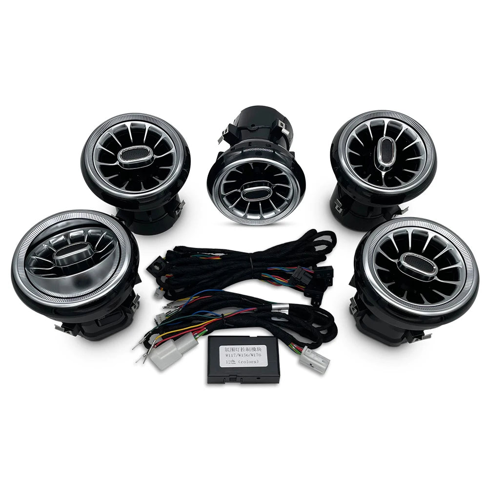 Car Craft Compatible With Mercedes Benz A Class W176 B Class W246 Cla W117 Gla W156 Class 2013-2018 Ambient Ambiance Led Light Vents Speaker Decorative Interior Kit Atmosphere Lamp Air Ac Vent Turbine Front