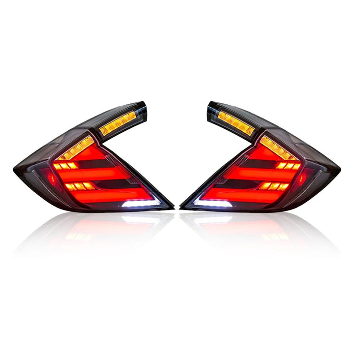 Car Craft Compatible With Honda Civic 10th Gen 2016-2020 Car Rear Upgraded Tail Light Taillight Lamp Xenon Taillight Retrofit Upgrade Modified Led Drl Hid Matrix Style Red