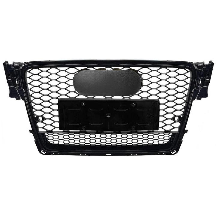 Car Craft Compatible With Audi A4 2009-2012 Upgraded Front Bumper Show Grill Rs4 Rs Sport Style Black Frame Black Mesh All Logo Silver License Plate Eu Version Quattro A4-004 Gc