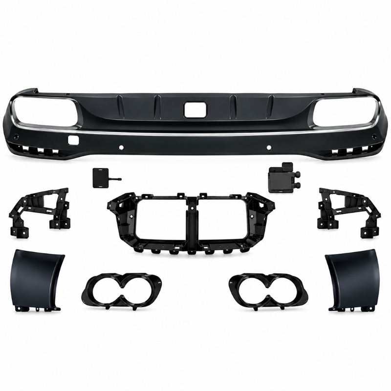 Car Craft Compatible With Mercedes Benz Gle W167 2019-2024 Upgrade Convert To Gle63 Amg Bodykit Rear After Bumper Lip Skirt Diffuser Silver With Hole Gc W167-013