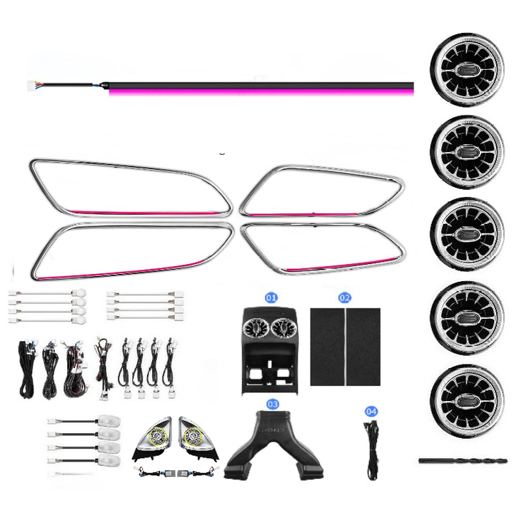 Car Craft Compatible With Mercedes Benz A Class W176 B Class W246 Cla W117 Gla W156 Class 2013-2018 Ambient Ambiance Led Light Vents Speaker Decorative Interior Kit Atmosphere Lamp Air Ac Vent Turbine Mp 22 In 1 Set