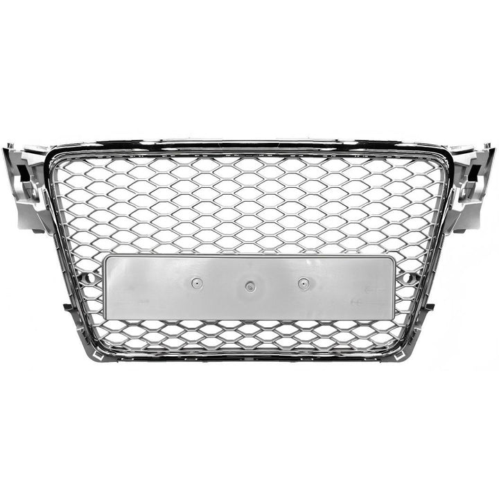 Car Craft Compatible With Audi A4 2009-2012 Upgraded Front Bumper Show Grill Rs4 Rs Sport Style Silver Frame Silver Mesh No Logo License Plate Eu Version A4-059 Gc