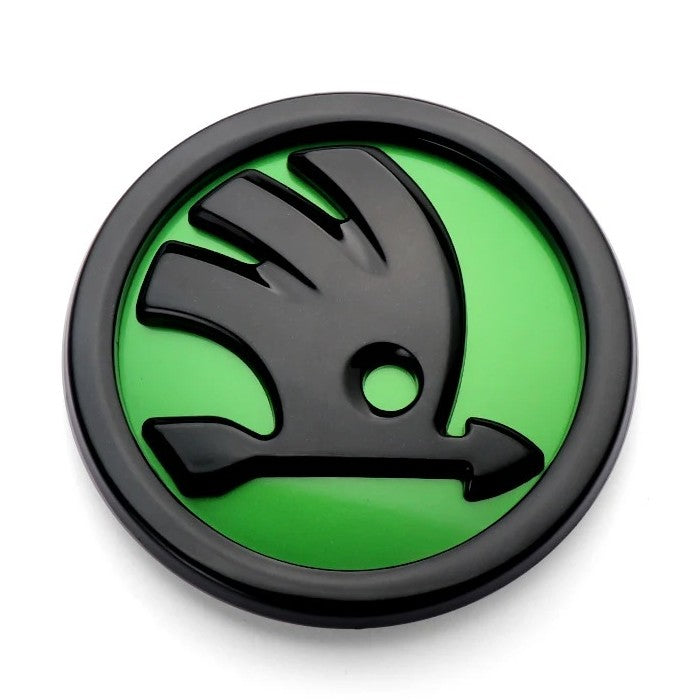 Car Craft Compatible With Skoda Fabia Laura Octavia Superb Slavia Yeti Kodiaq Kushaq Hood Trunk Letter Logo Badge Emblem Sticker Logo 90mm Green And Black