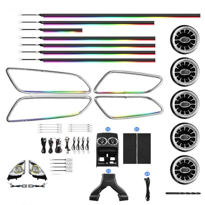 Car Craft Compatible With Mercedes Benz A Class W176 B Class W246 Cla W117 Gla W156 Class 2013-2018 Ambient Ambiance Led Light Vents Speaker Decorative Interior Kit Atmosphere Lamp Air Ac Vent Turbine 28 In 1 Set Symphony