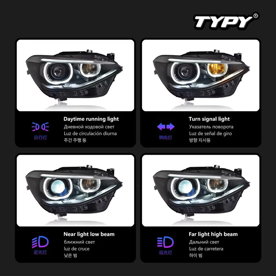 Car for BMW 1 Series F20 Headlight 2012-2015 Upgrade Modified to New DRL Dynamic Turn Signal LED Headlight