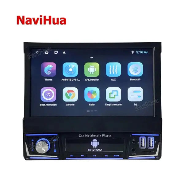 1Din Car Radio Retractable 7'' Touch Screen GPS Wifi Autoradio Car Mp5 Player + 12 Led Rear Camera Car DVD Player