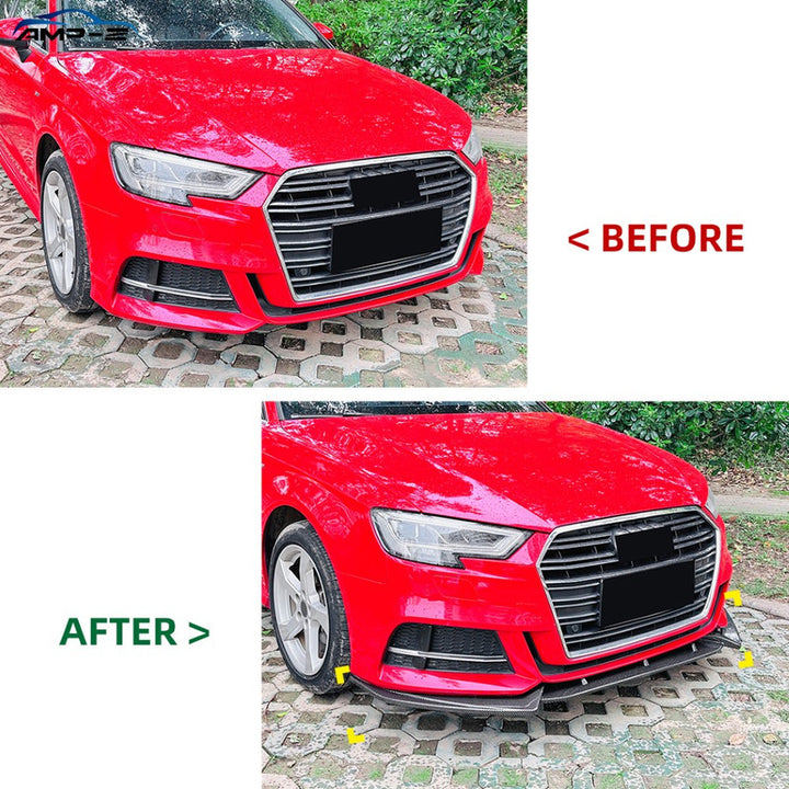 Car Craft Compatible With Audi A3 8v Facelift S Line 2017-2020 Front Bumper Lip Skirt Splitter Spoiler Zst-985 Glossy Black