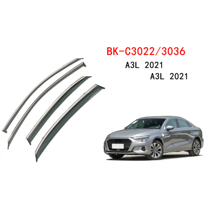 Car Craft Compatible With Audi A3 2021+ Rain Shine Side Window Wind Deflectors Rain Sun Guard Door Visor Doorvisor Deflector Visor Shades Ventvisor Strip Usa CC-7641 - CAR CRAFT INDIA