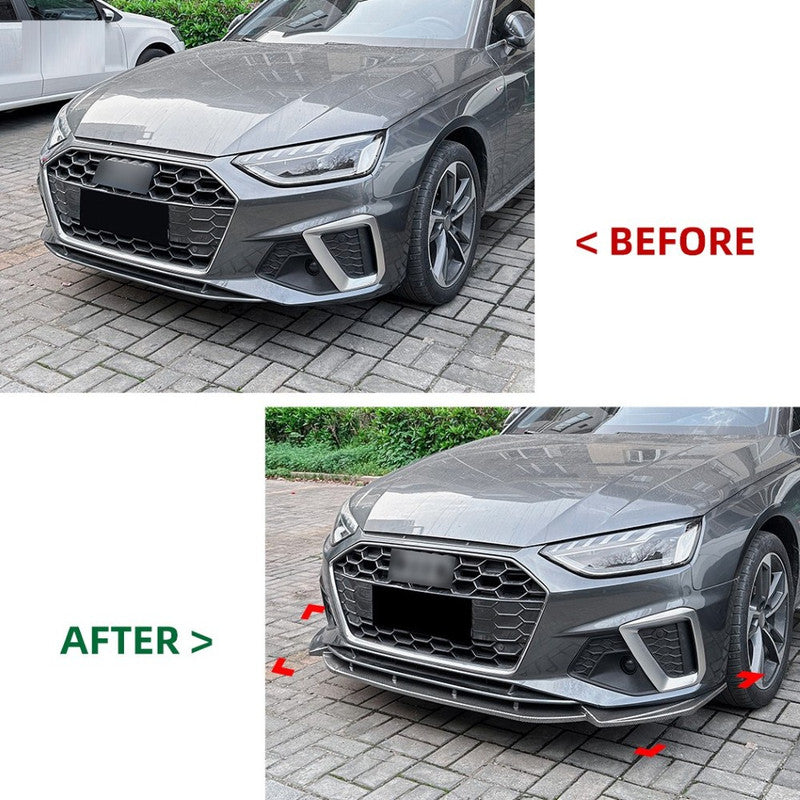 Car Craft Compatible With Audi S4 A4 B9.5 Sline 2020+ Front Bumper Lip Splitter Diffuser Skirst Flag Canard Carbon Fiber Look Zst-717 Cf